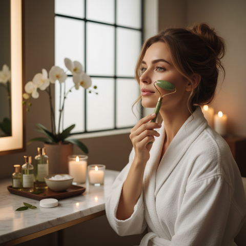 Jade Roller in Use