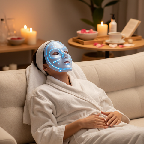 LED Face Mask in Use