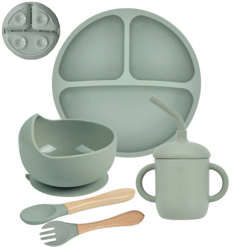5Pcs/Set Baby Soft Silicone Tableware