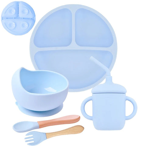 5Pcs/Set Baby Soft Silicone Tableware