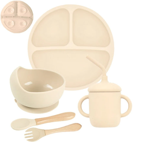 5Pcs/Set Baby Soft Silicone Tableware