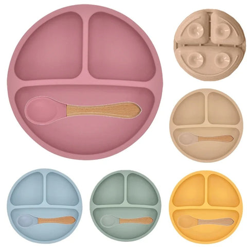 5Pcs/Set Baby Soft Silicone Tableware