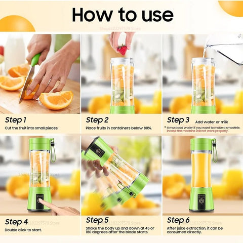 USB Rechargeable Juicer Blender 4 Blades Multi Functional USB Portabler Mixer
